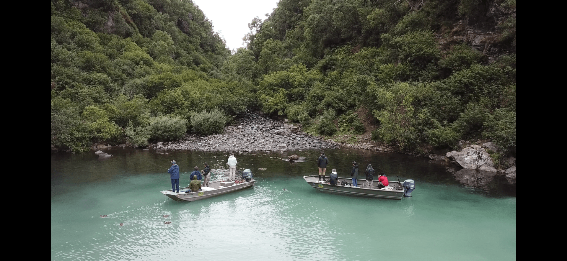 Fishing boats on a remote Alaska river