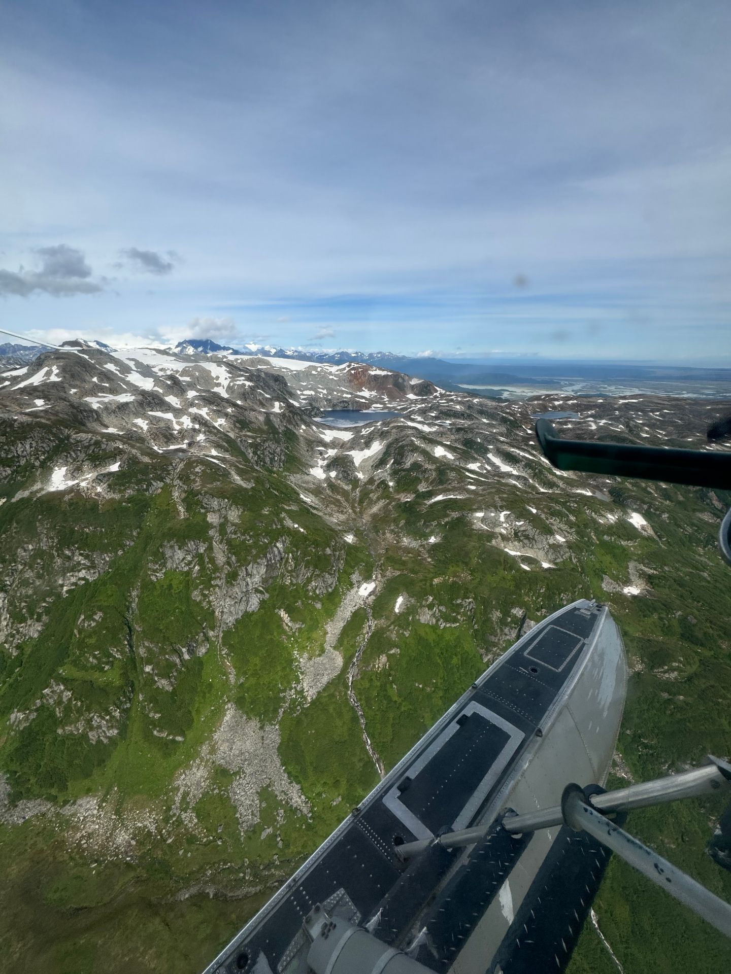 Aerial view of Alaska mountains from a fly-out trip